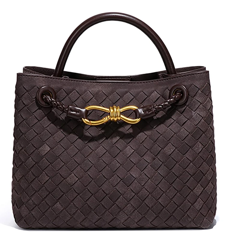Niction Suede Woven Tote Bag for Women PU Leather Hobo Bags Casual Crossbody Purse Shoulder Satchel Bag Top Handle Tote Handbag, Coffee, M - Image 1
