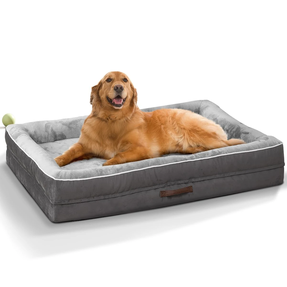 Renvix XL Orthopedic Dog Bed, Waterproof Dog Sofa Bed with Removable Washable Cover, Soft Egg Foam Pet Bed, Non-Slip Bottom and Four-Sided Bolster Cushion（Gray, 117x76x19cm）
