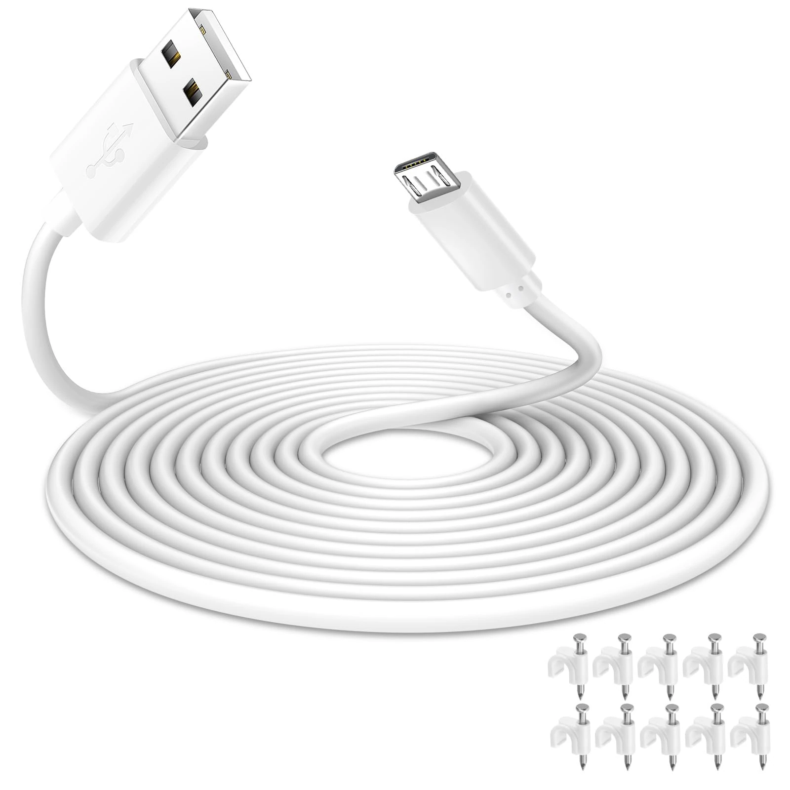 Herfair USB to Micro Power Cable 3m,Extension Power Lead for WyzeCam,WyzeCam Pan,YI Camera,NestCam Indoor,Netvue,KasaCam Indoor,Furbo Dog,Blink,USB Charging Cord for Security Camera. (5 M)