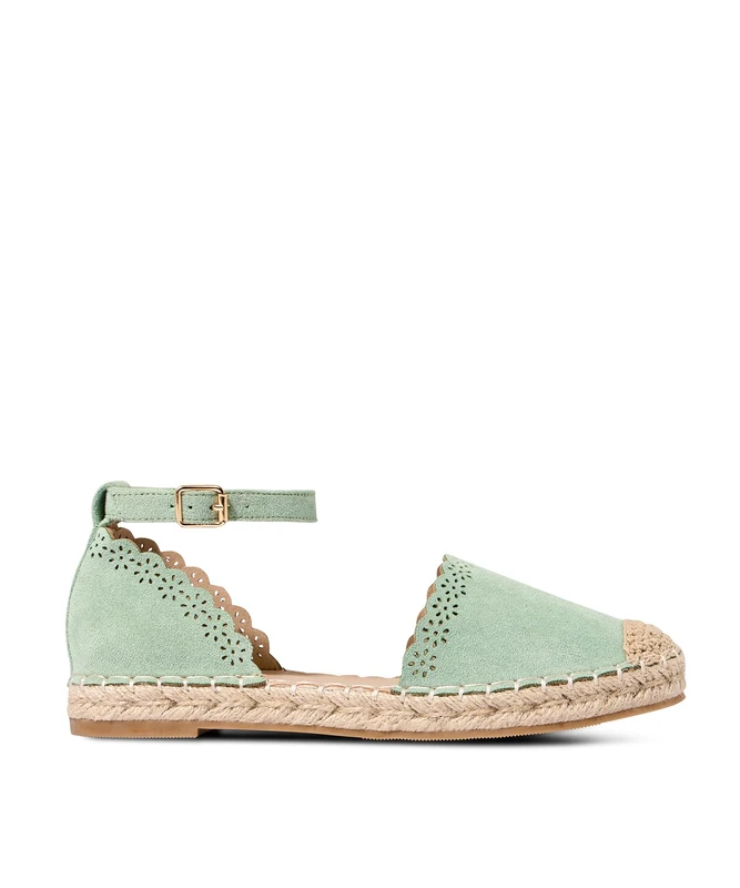 Joe Browns Women's Fashion Laser-Cut Flower Espadrille Flat Shoes, D Width, Standard Fit, Green, UK 6 - Image 1