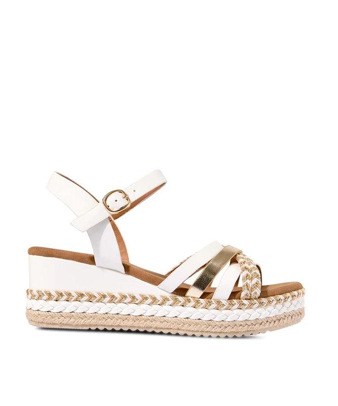 Joe Browns Women's Fashion PU Platform Wedges, E Width, Wide Fit, Gold, UK 7