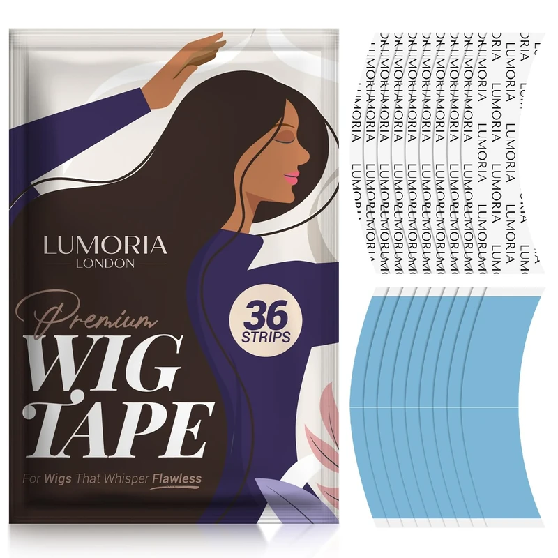 LUMORIA 36pcs Wig Tape Double Sided Extra Strong Hold - Toupee Tape for Woman, Wig Tapes for Lace Wigs, Hair System Tapes, Strong Waterproof Hold, Double Sided Hair Strips