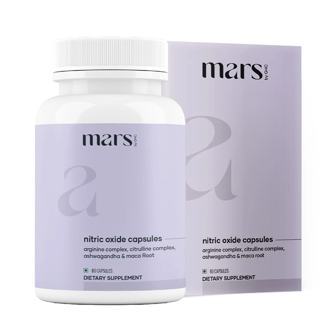 Mars Nitric Oxide Capsules – with L-Arginine, L-Citrulline & Adaptogenic Blend | Supports Energy, Circulation & Muscle Recovery | 60 Capsules