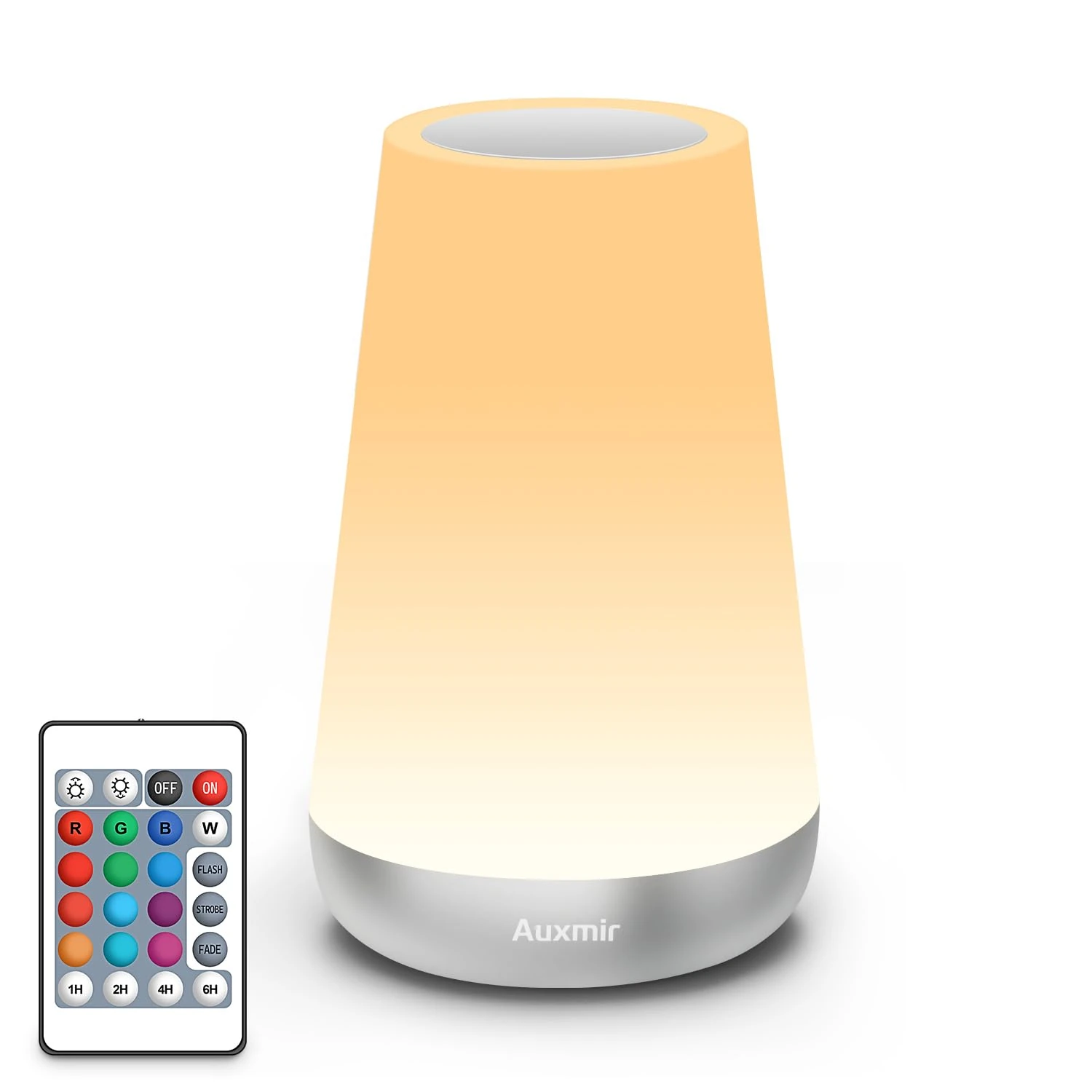 Auxmir Night Light, LED Touch Table Lamp, Dimmable 2500mAh Rechargeable Light with RGB Color Changing, Remote Control, Portable Bedside Lamp for Children, Kids, Bedroom, Living Room, Camping