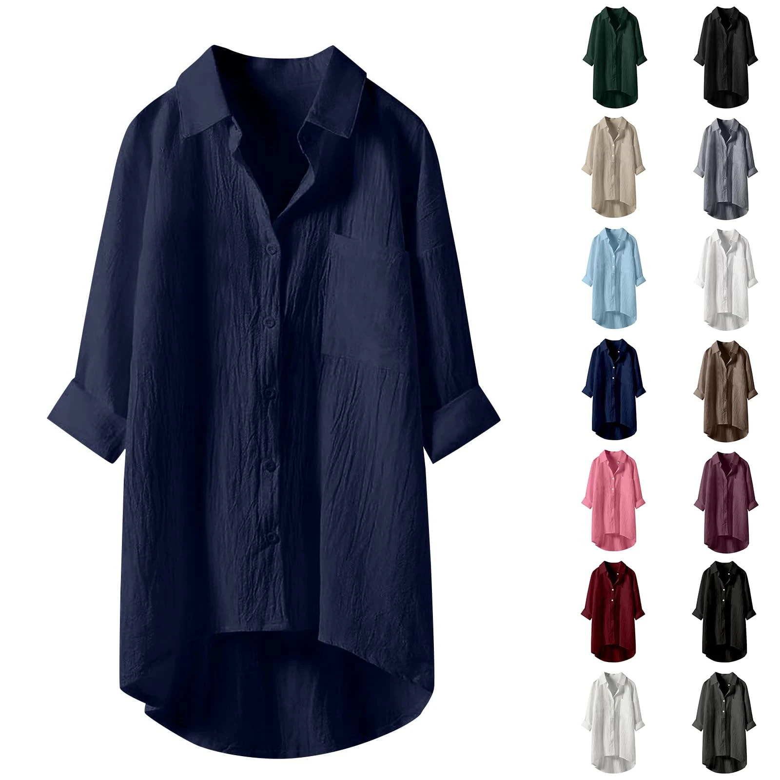 Angxiwan Deals of The Day Sale Prime Button Down Shirts for Women UK Lightweight Linen Cotton Blouse with Pocket Casual Loose Fit Long Sleeve Tunic Tops Oversized Today's Deals of The Day Clearance.