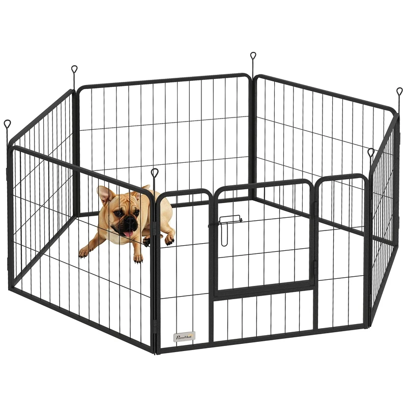 PawHut Dog Pen 6 Panels Puppy Pen Heavy Duty Pet Playpen for Indoor Outdoor for Dogs, Rabbits, Ducks 60cm High