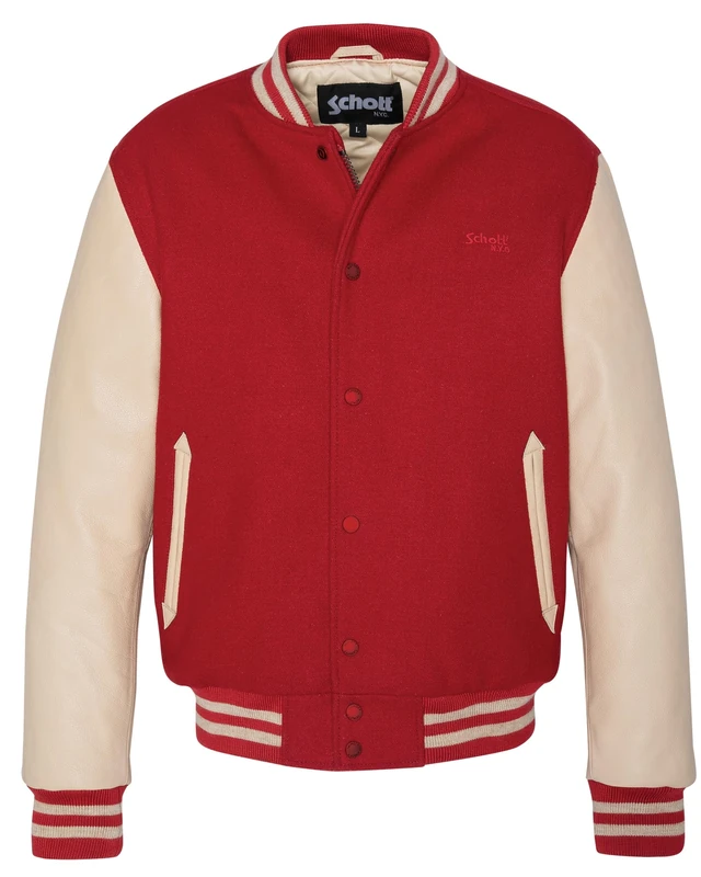 Schott Men's Teddy Jacket Ref 58398 Black/Black - N, Red, L