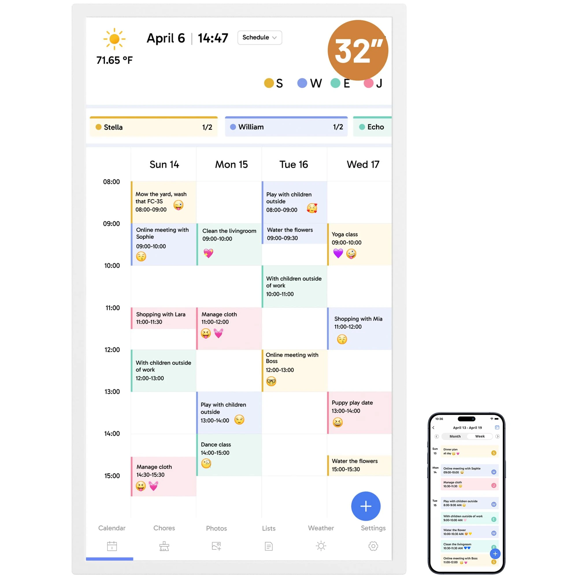 Dragon Touch 32" Digital Calendar Chore Chart – 1080P Full HD Interactive Touchscreen, Smart Family Planner, Hearth Display Digital Calendar Wall & Desk Mountable for Seamless Scheduling
