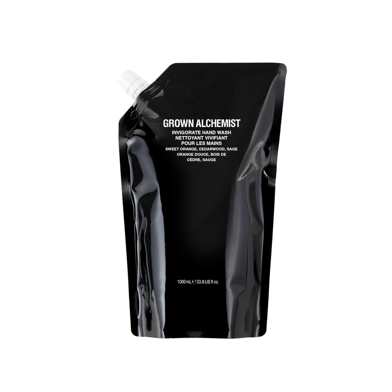 Grown Alchemist Invigorate Luxury Hand Wash Refill - Sweet Orange, Organic Hand Soap - Natural Vegan Bioactive Botanicals for Sensitive Skin, Moisturising, Hydrating Liquid Gel Handwash 1 Litre Pouch