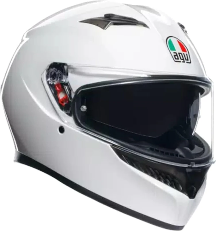AGV - K3 E2206 MPLK, Full-face ECE Motorcycle Helmet with Spoiler and Scratch Resistant UV Visor, with Interphone Ready, Mono White, Unisex, XS