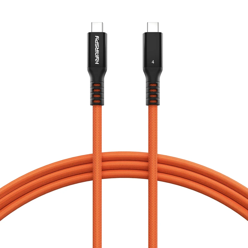 HYairspy Thunderbolt 4 Cable USB 4 Cable 1m - 40Gbps & 240W Fast Charge, 5A Braided USB-C to C with 8K@60Hz - Compatible MacBook, iPhone 16/15, iPad, SSD, Docking, eGPU