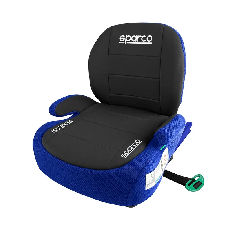 Sparco F100KI Child Booster Seat with Backrest and ISOFIX Connectors | for Children from 125 to 150 cm (22-36 kg) | Ergonomic and Reclining Design | Blue and Black | ECE R129/03 Approved - Image 1