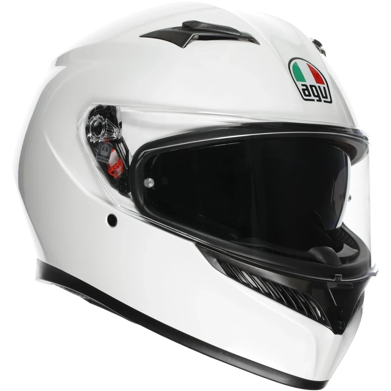 AGV - K3 E2206 MPLK, Full-face ECE Motorcycle Helmet with Spoiler and Scratch Resistant UV Visor, with Interphone Ready, Mono White, Unisex, L