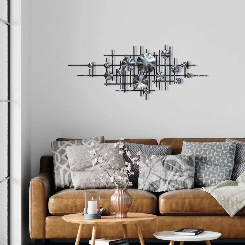 Hand-Painted Decorative Metal Wall Accessory, 113 x 7 x 44 cm, 100% Metal, 0.8 mm Thickness, Unique Art Piece for Home Decor, Colour Variations May Occur
