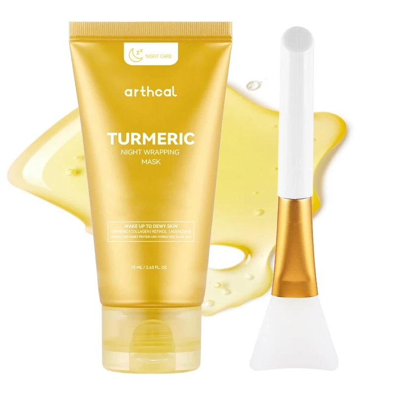 Turmeric & Collagen Overnight Peel-Off Mask – Retinol and Adenosine | Hydrating Brightening Facial Mask for Dull Skin | Vegan Formula with Honey Protein – Even Skin Tone& Tightening
