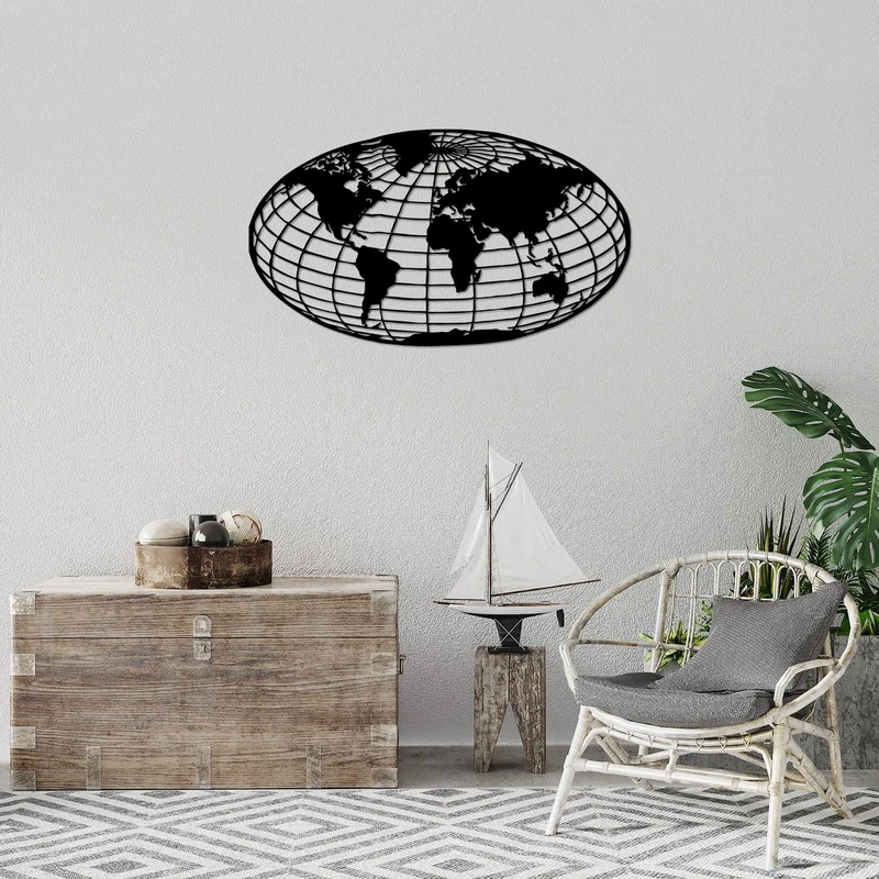 Stylish Black Decorative Metal Wall Accessory, 84 x 47 cm, 100% Metal (1.5 mm Thick), Easy Wall Mounting, Perfect for Modern Home Decor