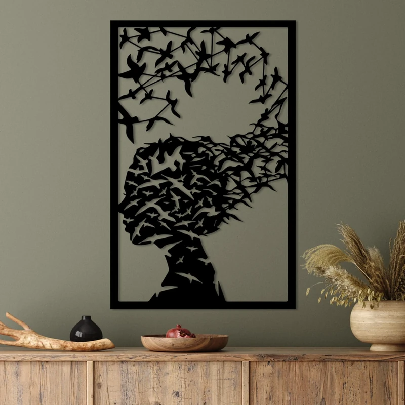 Stylish Black Decorative Metal Wall Accessory, 45 x 70 cm, 100% Metal, 1.5 mm Thick, Easy Wall Mounting, Perfect for Modern Home Decor