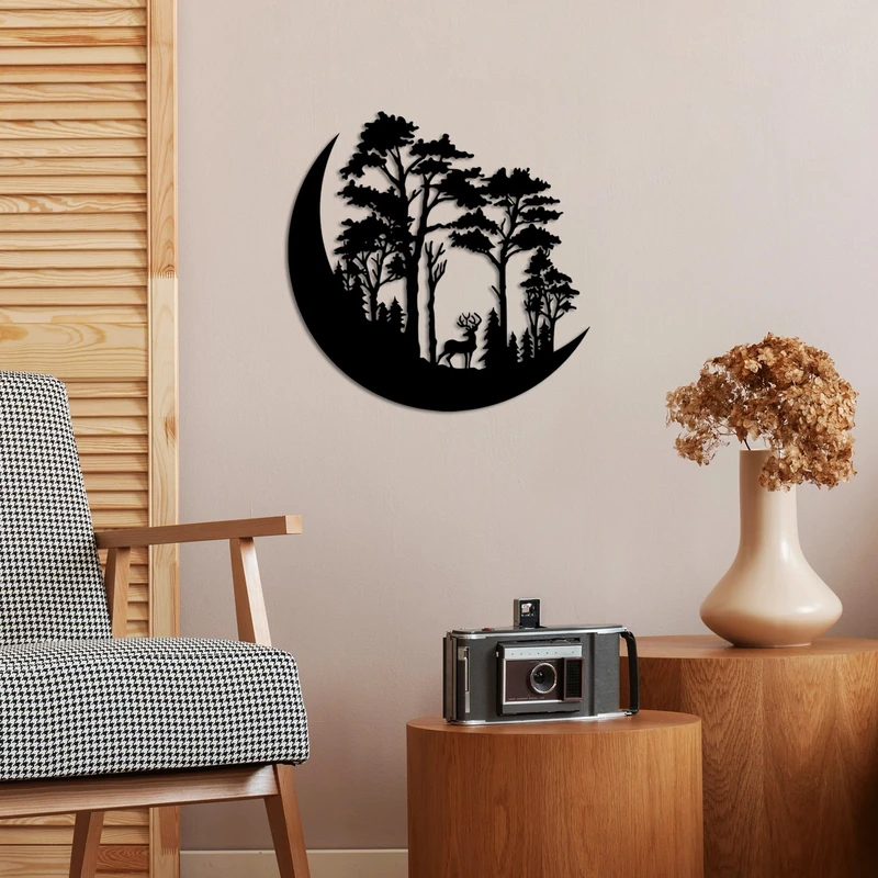 Stylish Black Decorative Metal Wall Accessory, 70 x 70 cm, 100% Metal (1.5 mm Thick), Easy Wall Mounting, Perfect for Modern Home Decor