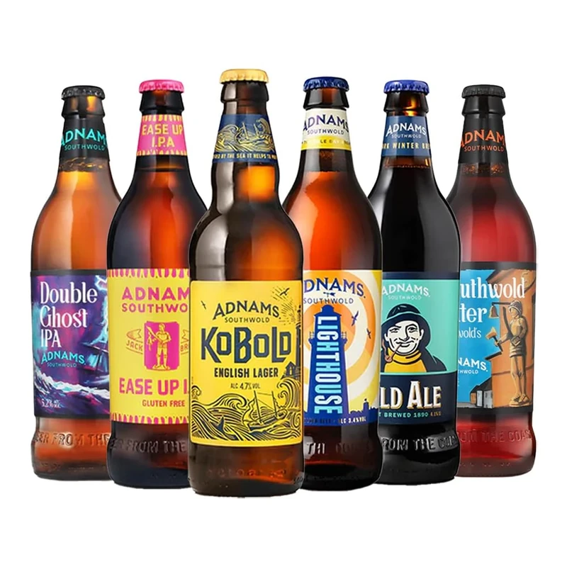 Adnams Bottled Beer Taster Selection | 6 x 500ml | Craft Beer Gift Set | IPA, Lager, Golden Ale & Bitter | 4.1% – 5.2% ABV