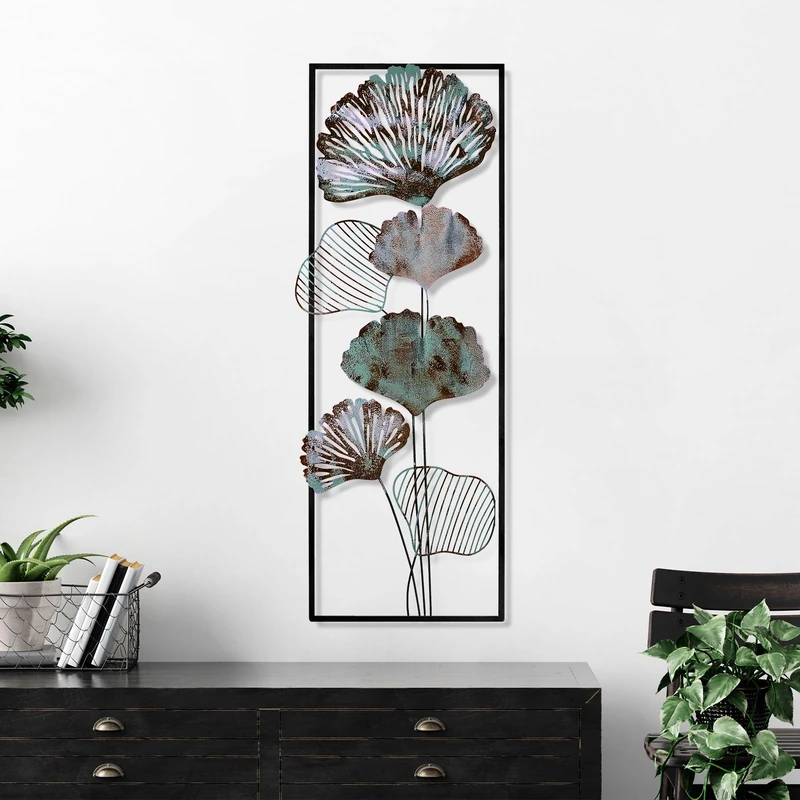 Handmade Decorative Metal Wall Accessory, 32 x 90 x 4 cm, 100% Metal, Unique Hand-Painted Design, Perfect for Home Decor, Adds Elegance & Style