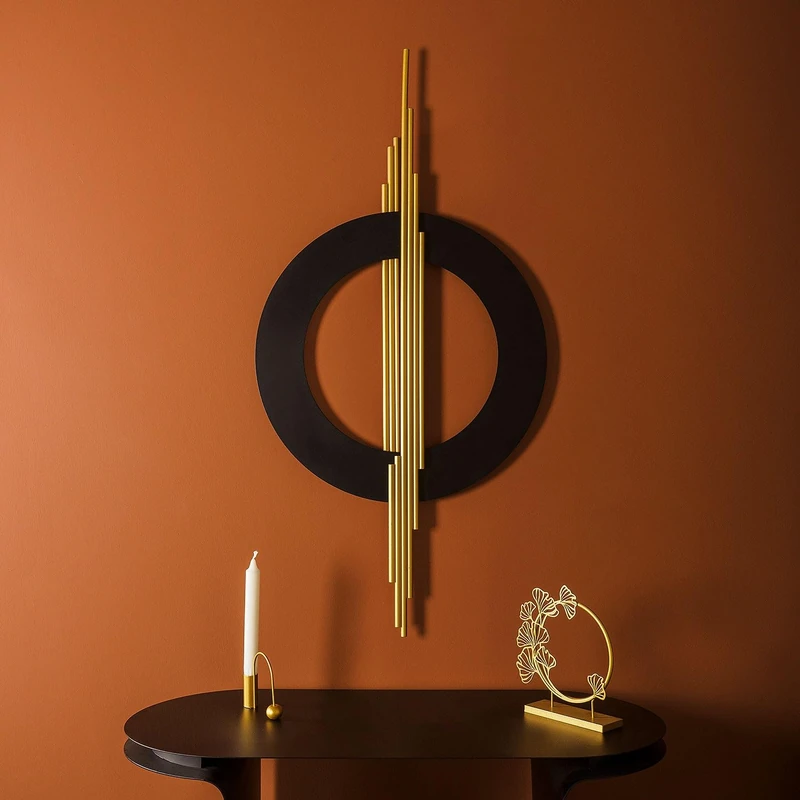 Elegant Decorative Metal Wall Accessory, Gold & Black, 49 x 98 cm, 100% Steel, 1.2 mm Thickness, Stylish Accent for Modern Home Decor - Image 1