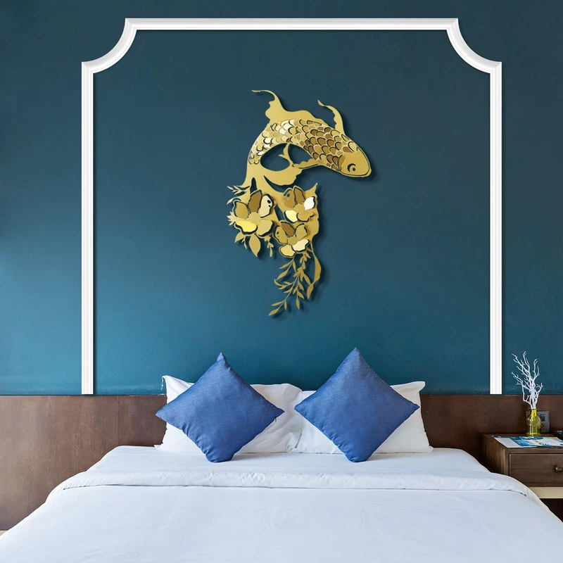 Elegant Gold Decorative Metal Wall Accessory, 44 x 67 cm, 100% Steel, 1.2 mm Thickness, Lightweight 0.8 kg, Perfect for Modern Home Decor