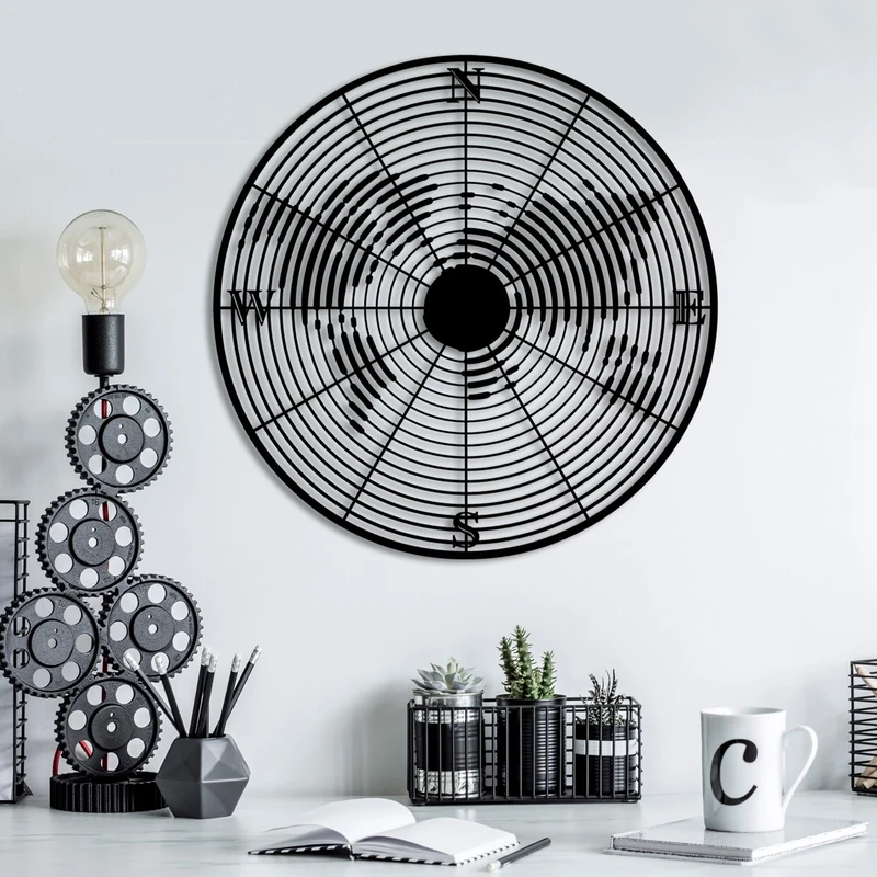 Hanah Home Stylish Black Decorative Metal Wall Accessory, 49 x 49 cm, 100% Metal, 1.5 mm Thick, Easy Wall Mounting, Perfect for Modern Decor