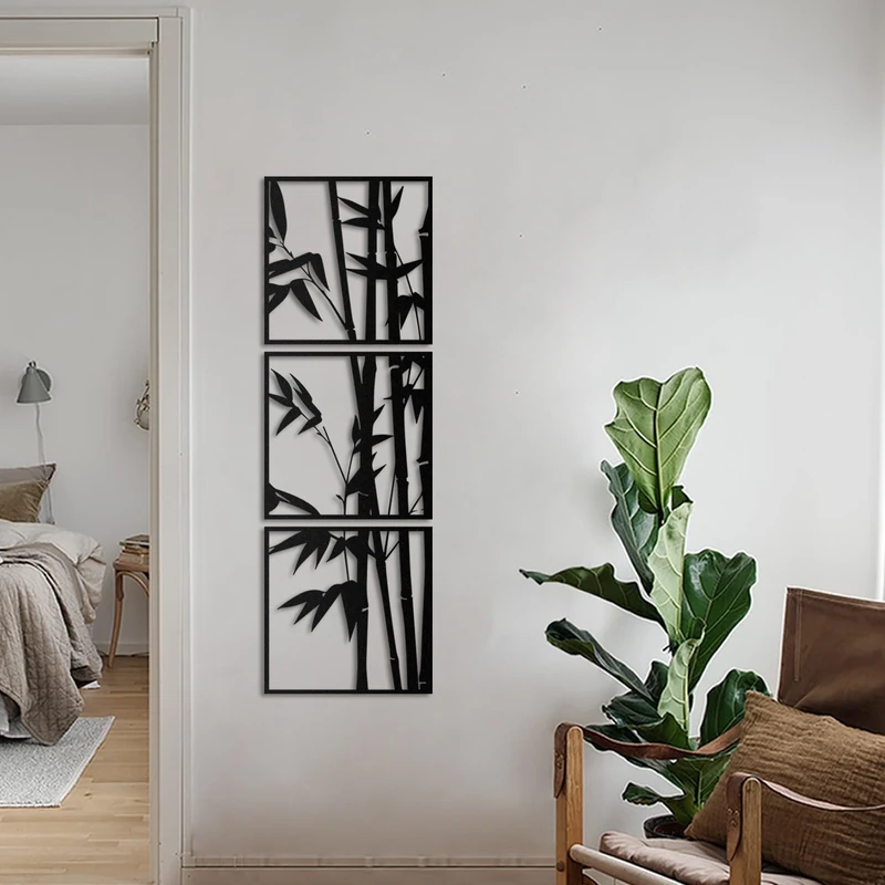 Stylish Black Decorative Metal Wall Accessory, 45 x 45 cm, 100% Steel (1.2 mm Thick), Durable & Elegant Design for Home or Office Decor