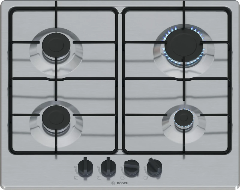 Bosch PGP6B5K85 Series 4, Gas Hob, Bridge Knobs: Ergonomic Control, 4 Burners, Stainless Steel, 60 cm, Series 4 - NEW