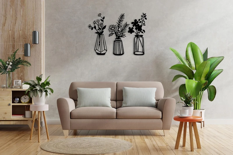 Stylish Decorative Metal Wall Accessory (3 Pieces), Black, 10 x 40 cm, 100% Metal, 2 mm Thickness, Perfect for Modern Home Decor & Accent Walls - Image 1