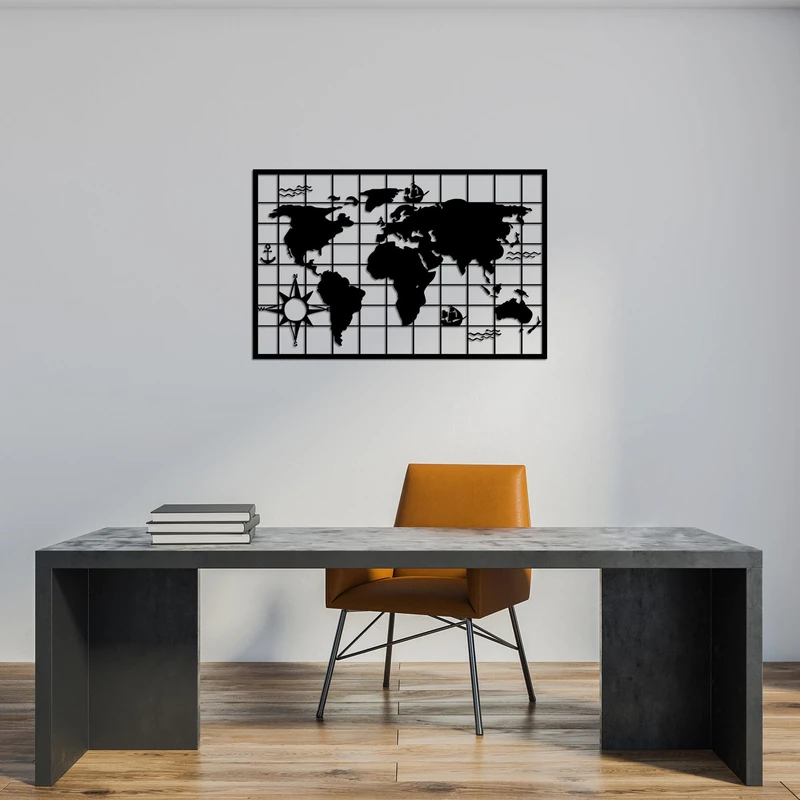 Stylish Black Decorative Metal Wall Accessory, 90 x 58 cm, 100% Metal (1.5 mm Thick), Easy Wall Mounting, Perfect for Modern Home Decor - Image 1
