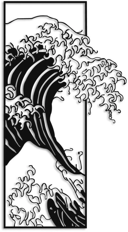 Hanah Home Stylish Black Decorative Metal Wall Accessory, 34 x 62 cm, 100% Metal, 1.5 mm Thickness, Lightweight and Durable, Perfect for Modern Decor