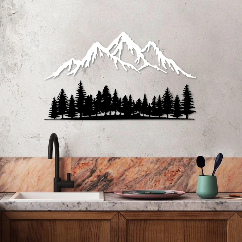 Stylish Decorative Metal Wall Accessory, Black & White, 70 x 22 cm & 70 x 40 cm, 100% Metal, 1.5 mm Thick, Easy Wall Mounting, Perfect for Home Decor