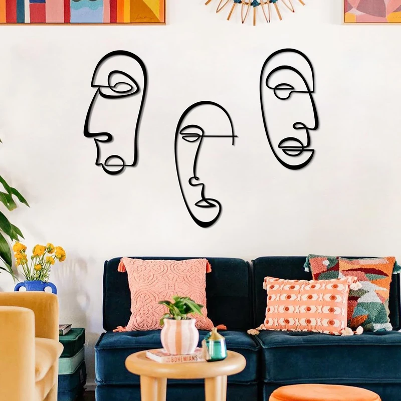 Stylish Black Decorative Metal Wall Accessory Set (3 Pieces), 100% Steel, 1.5 mm Thick, Perfect for Modern Home Decor, 29 x 57 cm, 28 x 57 cm, 27 x 57 cm