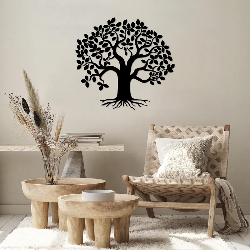 Hanah Home Stylish Black Decorative Metal Wall Accessory, 70 x 65 cm, 100% Metal, 1.5 mm Thick, Easy Wall Mounting, Perfect for Modern Decor