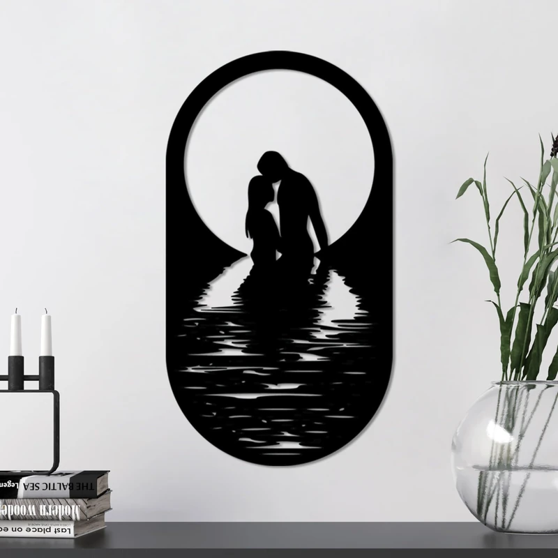 Stylish Black Decorative Metal Wall Accessory, 56 x 30 cm, 100% Metal, 1.5 mm Thickness, Lightweight (0.91 kg), Perfect for Modern Home Decor