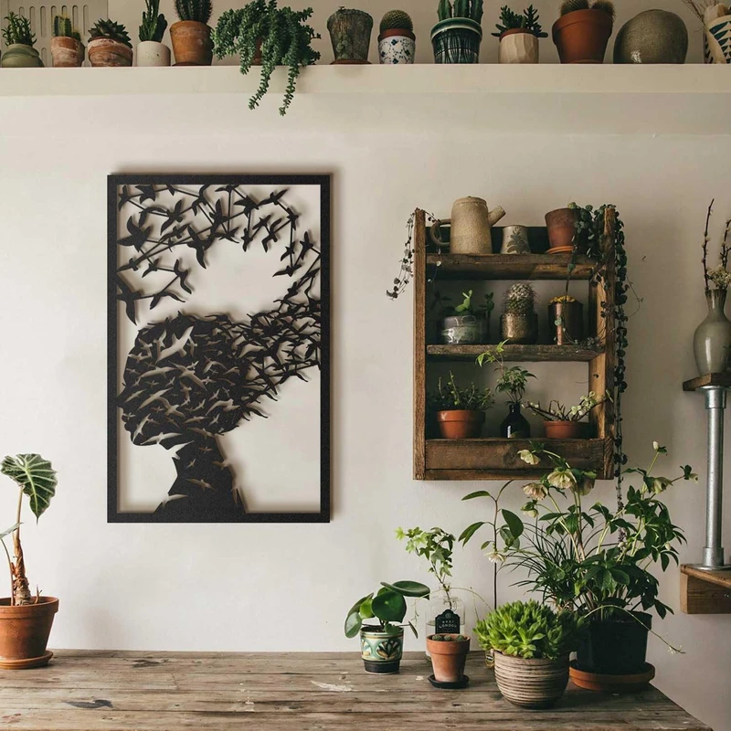 Stylish Black Decorative Metal Wall Accessory, 45 x 70 cm, 100% Steel, 1.5 mm Thick, Lightweight 0.8 kg, Perfect for Modern Home Decor