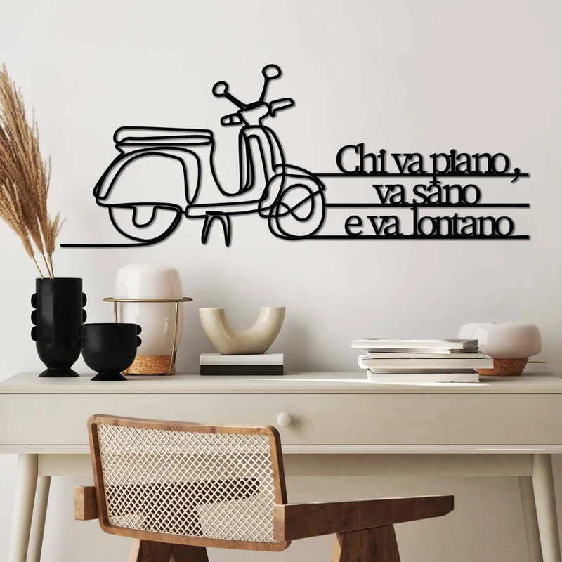Stylish Black Decorative Metal Wall Accessory, 60 x 25 cm, 100% Metal, 1.5 mm Thickness, Lightweight & Modern Design for Home Decor