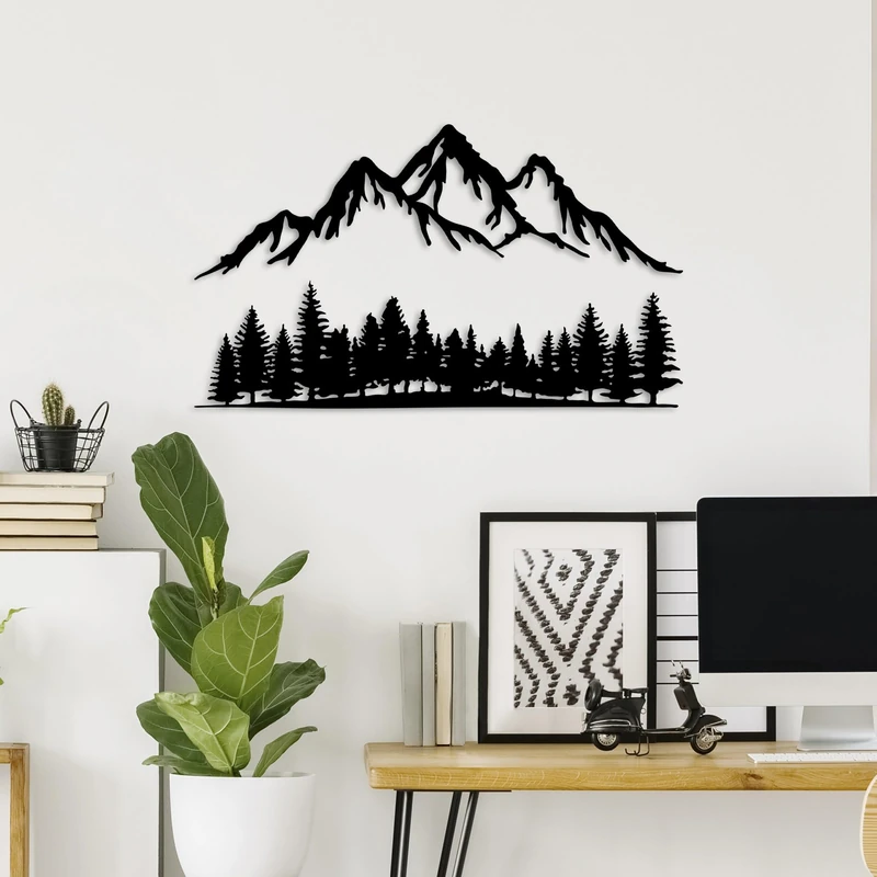 Hanah Home Stylish Black Decorative Metal Wall Accessory, 70 x 22 cm & 70 x 40 cm, 100% Metal, 1.5 mm Thick, Easy Wall Mounting, Perfect for Modern Decor