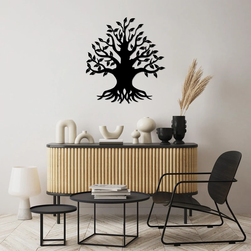 Stylish Black Decorative Metal Wall Accessory, 70 x 76 cm, 100% Metal, 1.5 mm Thick, Easy Wall Mounting, Perfect for Modern Home Decor