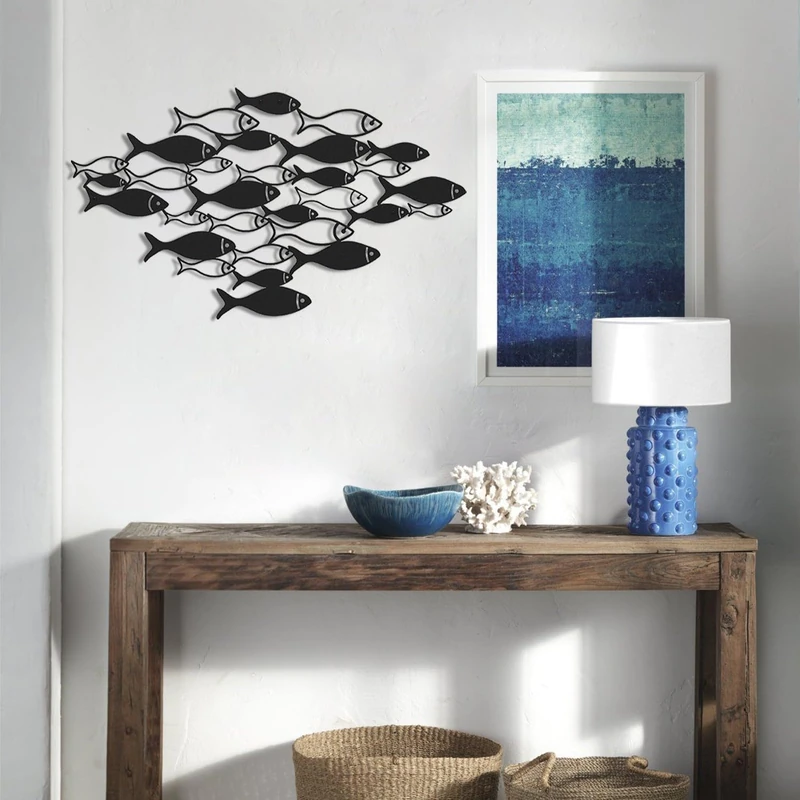 Stylish Black Decorative Metal Wall Accessory, 41 x 70 cm, 100% Steel, 1.5 mm Thick, Lightweight 0.8 kg, Perfect for Modern Home Decor