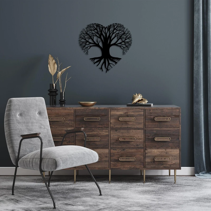 Stylish Black Decorative Metal Wall Accessory, 50 x 54 cm, 100% Metal, 1.5 mm Thickness, Perfect for Modern Home Decor & Unique Wall Art