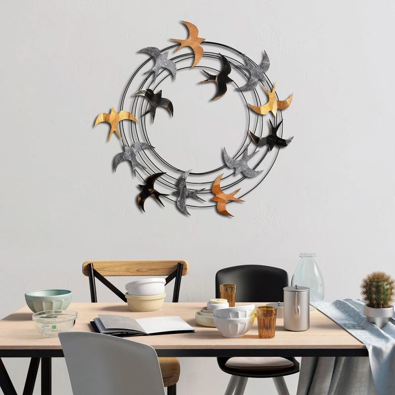 Hand-Painted Decorative Metal Wall Accessory, 87 x 87 x 5 cm, 100% Metal (1.5 mm), Unique Art Piece for Home Decor, Wall Hanging Design