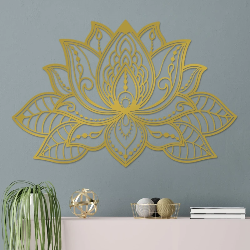 Elegant Gold Decorative Metal Wall Accessory, 91 x 59 cm, 100% Metal, 1.5 mm Thick, Lightweight 1.2 kg, Easy Wall Hanging for Stylish Decor - Image 1
