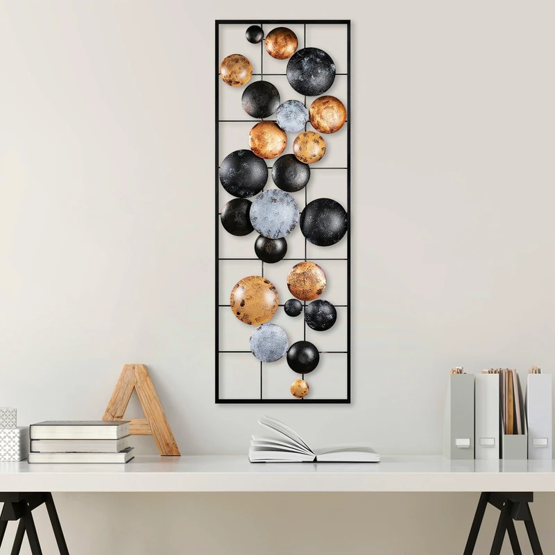 Hand-Painted Decorative Metal Wall Accessory, 32 x 90 x 4 cm, 100% Metal, Unique Colour Variations, Perfect for Home Decor & Art Lovers