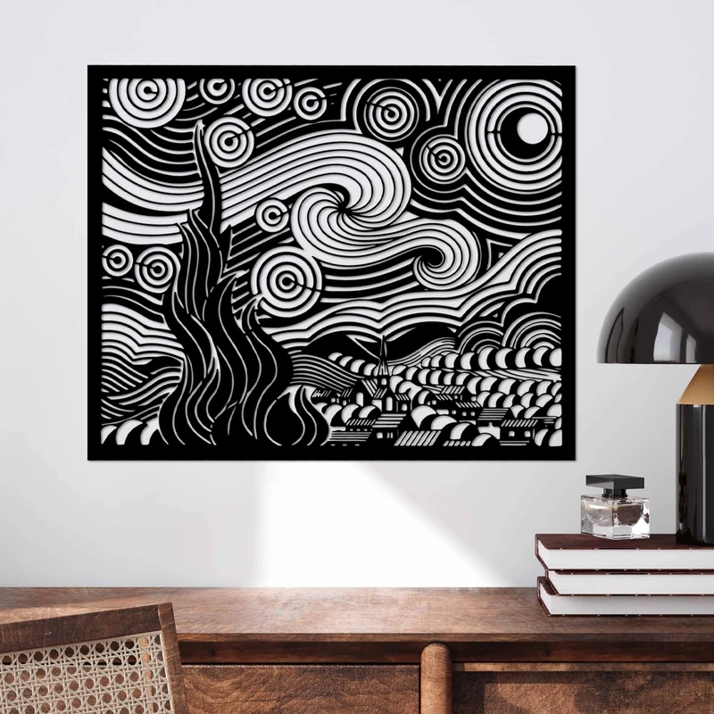 Stylish Black Decorative Metal Wall Accessory, 56 x 45 cm, 100% Metal, 1.5 mm Thickness, Perfect for Modern Home Decor & Unique Wall Art