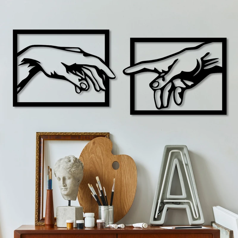 Stylish Decorative Metal Wall Accessory (2 Pieces), Black, 36 x 49 cm, 100% Metal, 1.5 mm Thickness, Perfect for Modern Home Decor & Accent Walls - Image 1