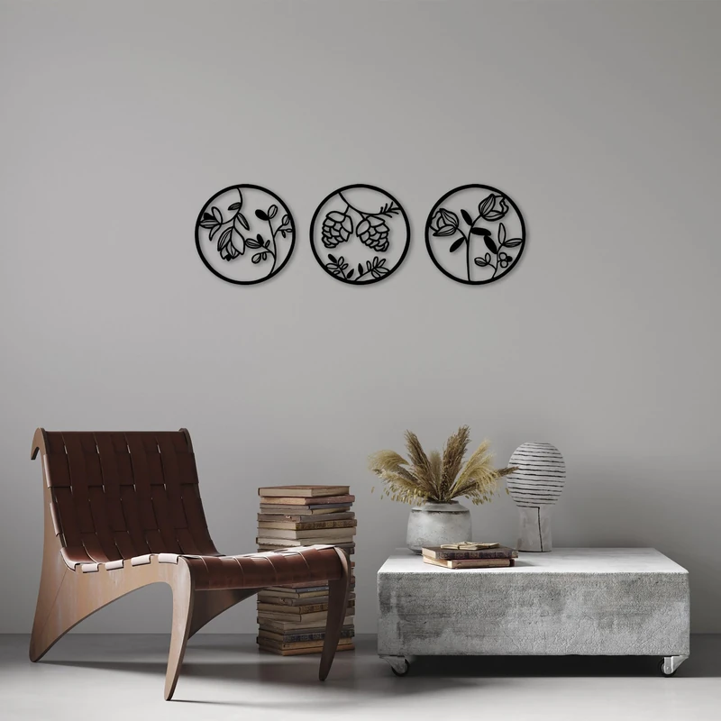 Stylish Black Decorative Metal Wall Accessory, 30 cm Diameter, 100% Metal (1.5 mm Thick), Perfect for Modern Home Decor & Accent Walls - Image 1