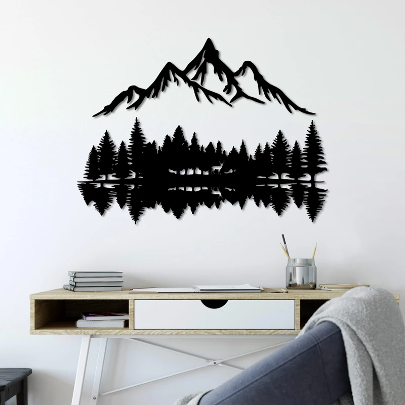 Stylish Black Decorative Metal Wall Accessory, 62 x 22 cm & 70 x 51 cm, 100% Metal, 1.5 mm Thick, Easy Wall Mounting, Perfect for Home Decor