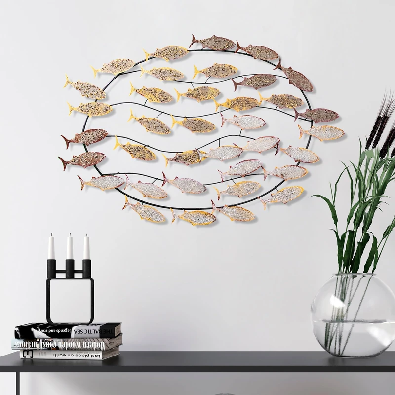 Handmade Decorative Metal Wall Accessory, 94 x 58 x 4 cm, 100% Metal, Unique Hand-Painted Design, Perfect for Home Decor, Adds Elegance & Style